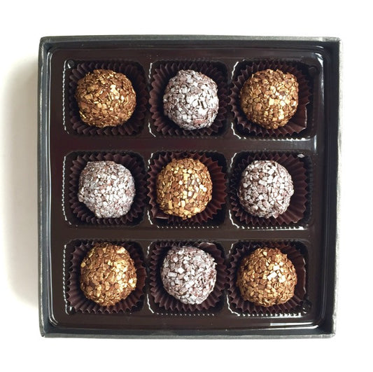 Champagne & Dark Chocolate Truffles: 9 piece Gift Box